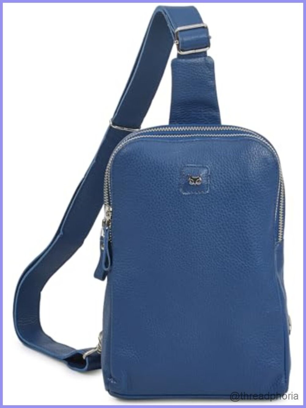 Genuine Leather Crossbody Sling Bag with 2 Zip Compartments